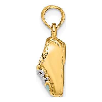 14K Yellow Gold Light Blue Enamel Baby Shoe Charm – view 3