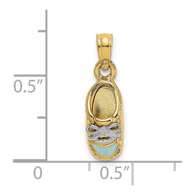 14K Yellow Gold Light Blue Enamel Baby Shoe Charm – view 4