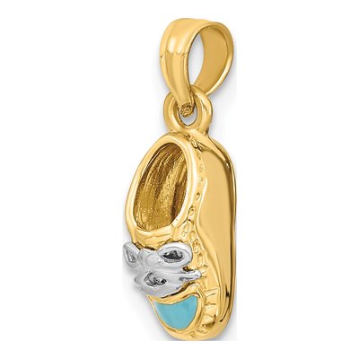 14K Yellow Gold Light Blue Enamel Baby Shoe Charm – view 6