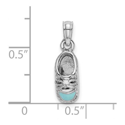 14K White Gold Enamel Baby Shoe Pendant – view 4