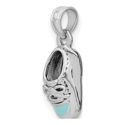 14K White Gold Enamel Baby Shoe Pendant – view 6