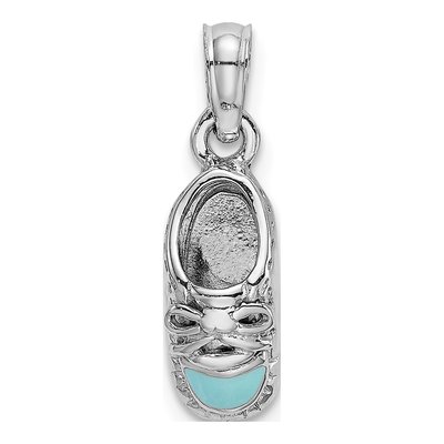 14K White Gold Enamel Baby Shoe Pendant