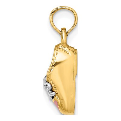 14K Yellow Gold Pink Enamel Baby Shoe Pendant – view 3
