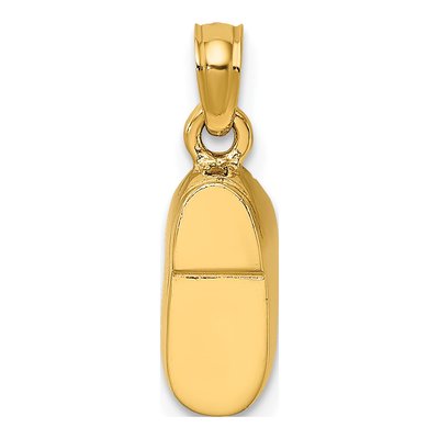 14K Yellow Gold Pink Enamel Baby Shoe Pendant – view 5