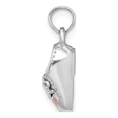 14K White Gold Pink Enamel Baby Shoe Charm – view 3