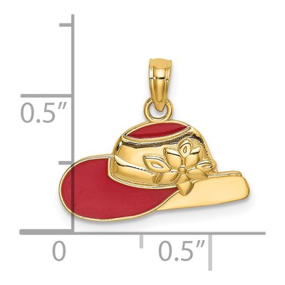 14K Yellow Gold Red Enamel Hat Charm – view 4