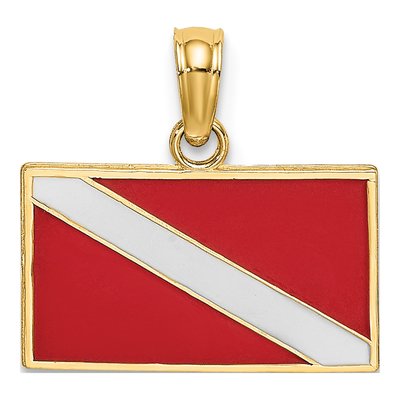 14K Yellow Gold Dive Flag Pendant