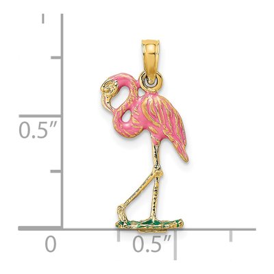 14K Yellow Gold Pink Enamel Flamingo Charm – view 4