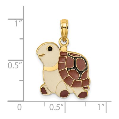 14K Yellow Gold Enamel Turtle Pendant – view 4
