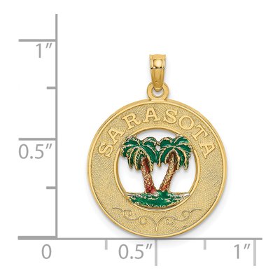 14K Yellow Gold Enameled Sarasota Palm Tree Charm – view 4
