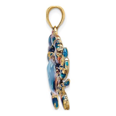 14K Yellow Gold Large Blue Enamel Crab Charm – view 3