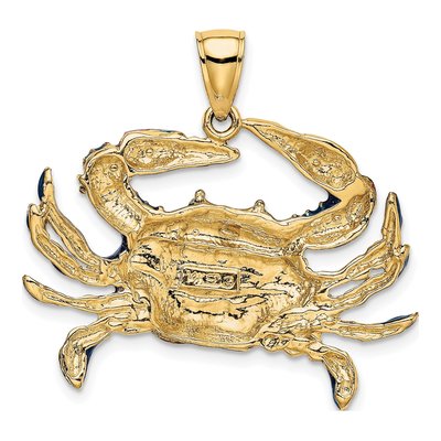 14K Yellow Gold Large Blue Enamel Crab Charm – view 4