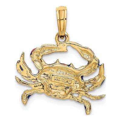 14K Yellow Gold Blue Enamel Crab Charm – view 4