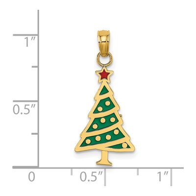 14K Yellow Gold Enameled Christmas Tree Charm – view 4