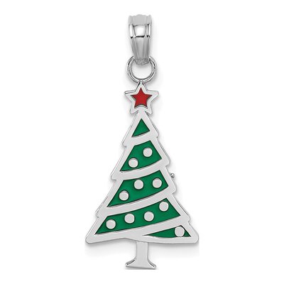 14K White Gold Christmas Tree Charm