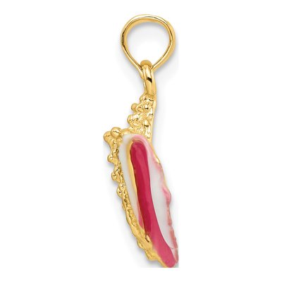 14K Yellow Gold Pink Enamel Conch Shell Pendant – view 3