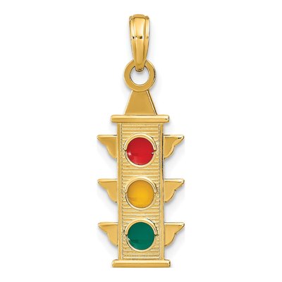 14K Yellow Gold Enamel Traffic Signal Charm
