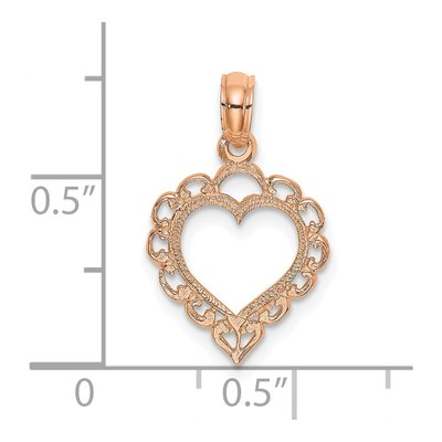 14K Rose Gold Lace Border Heart Pendant – view 4