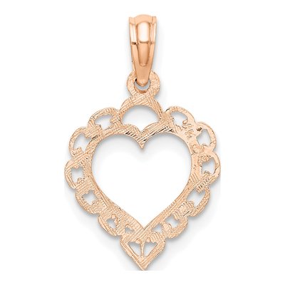 14K Rose Gold Lace Border Heart Pendant – view 5