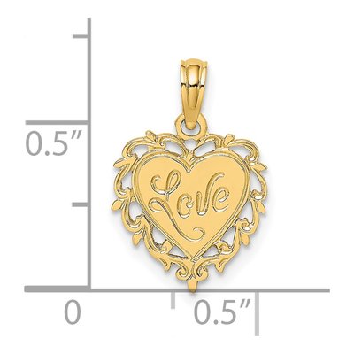 14K Yellow Gold LOVE Heart Pendant – view 4