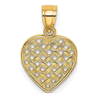 14K Yellow Gold Woven Heart Charm