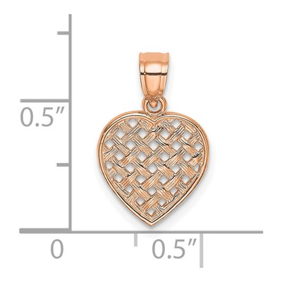 14K Rose Gold Woven Heart Charm – view 4