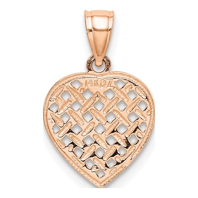 14K Rose Gold Woven Heart Charm – view 5