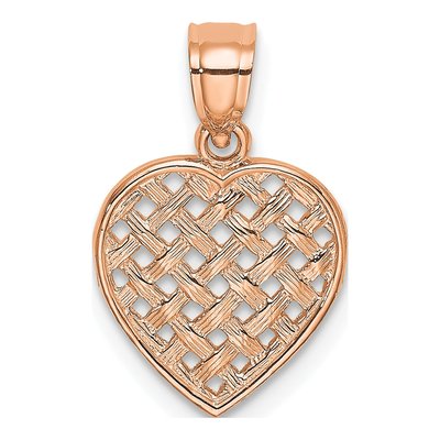 14K Rose Gold Woven Heart Charm