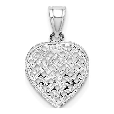 14K White Gold Woven Heart Pendant – view 5