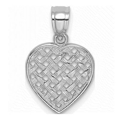 14K White Gold Woven Heart Pendant