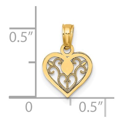 14K Yellow Gold Filigree Heart Pendant – view 4