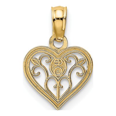 14K Yellow Gold Filigree Heart Pendant – view 5
