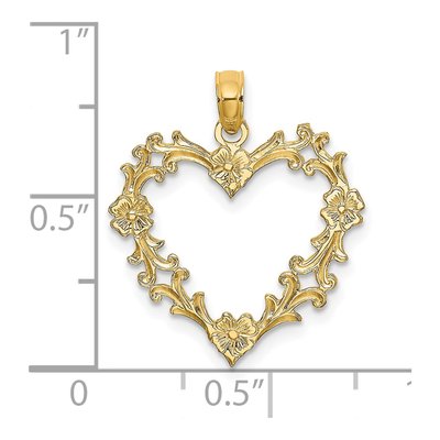 14K Yellow Gold Cut-Out Floral Heart Charm – view 4