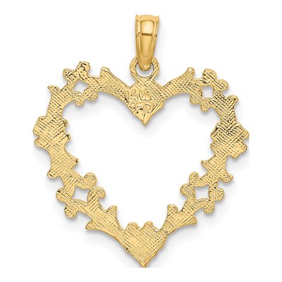 14K Yellow Gold Cut-Out Floral Heart Charm – view 5