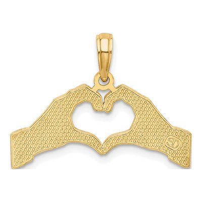14K Yellow Gold Hands Forming Heart Charm – view 4