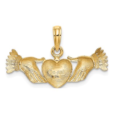 14K Yellow Gold Hands Holding Heart Charm – view 4