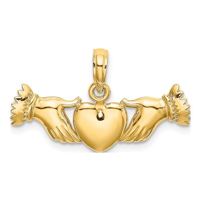 14K Yellow Gold Hands Holding Heart Charm