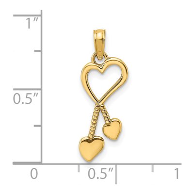 14K Yellow Gold Heart Tassel Pendant – view 4