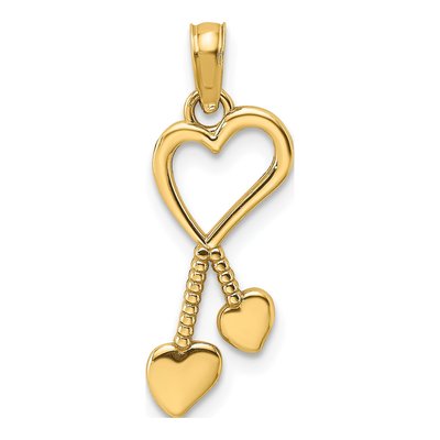 14K Yellow Gold Heart Tassel Pendant