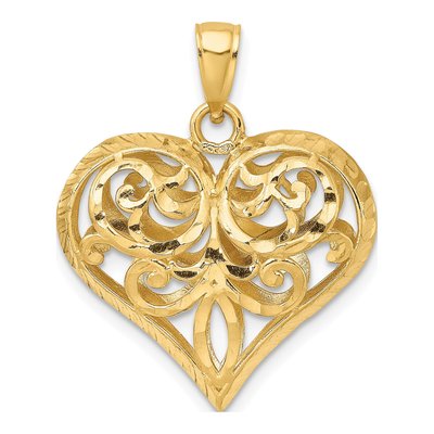 14K Yellow Gold Puffed Heart Charm – view 5