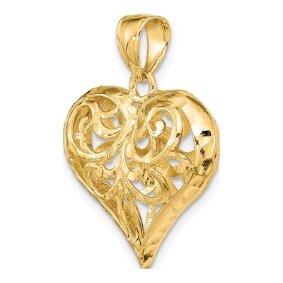 14K Yellow Gold Puffed Heart Charm – view 6