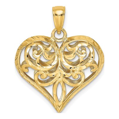14K Yellow Gold Puffed Heart Charm