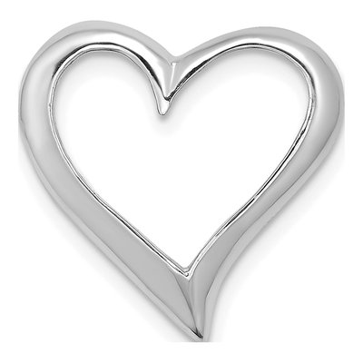 14K White Gold Floating Heart Slide Pendant