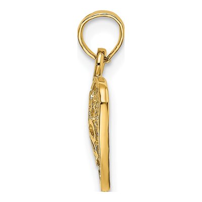 14K Yellow Gold Filigree Heart Flower Charm – view 3