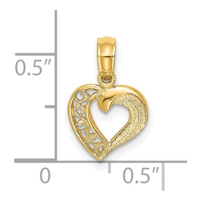 14K Yellow Gold Mini Filigree Heart Charm – view 4