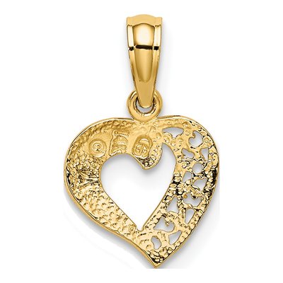 14K Yellow Gold Mini Filigree Heart Charm – view 5