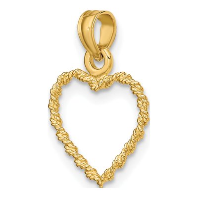14K Yellow Gold 3D Rope Heart Pendant – view 6