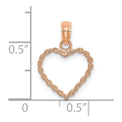 14K Rose Gold Rope Heart Pendant – view 4