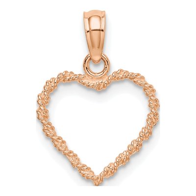 14K Rose Gold Rope Heart Pendant – view 5