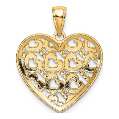 14K Yellow Gold Diamond-Cut Heart Pendant – view 4